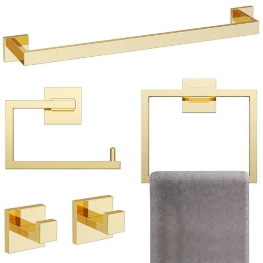 Set di accessori per il bagno da 5 pezzi, set di portasciugamani da 23,6 pollici, set di portasciugamani moderni, set di portasciugamani da parete in acciaio inossidabile per il bagno