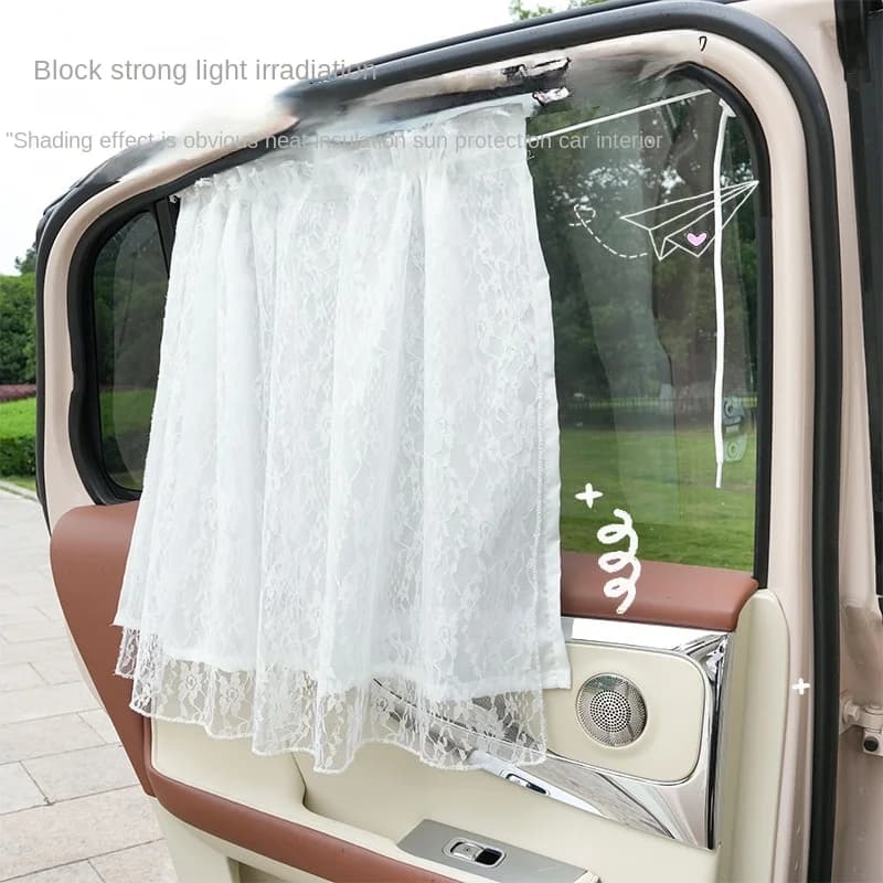 Tenda da sole per auto in pizzo protezione solare per bambini isolamento termico all'interno tenda da appendere tenda laterale doppia tenda da sole per auto