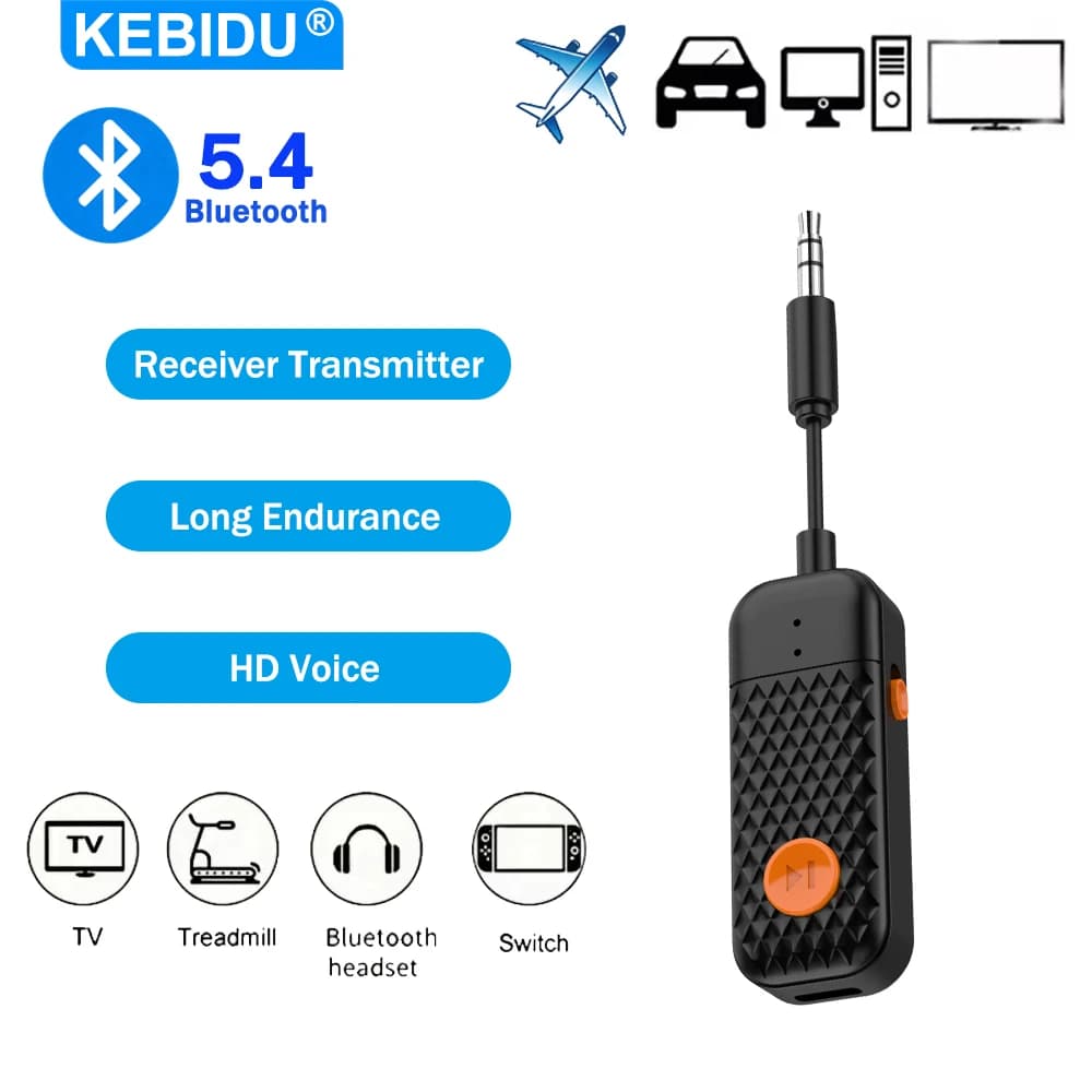 Bluetooth 5.4 Receiver and Transmitter Wireless 2-in-1 Audio Adapter with 3.5mm Jack for TV, Headphones, Radio, MP3 Player, Speaker
