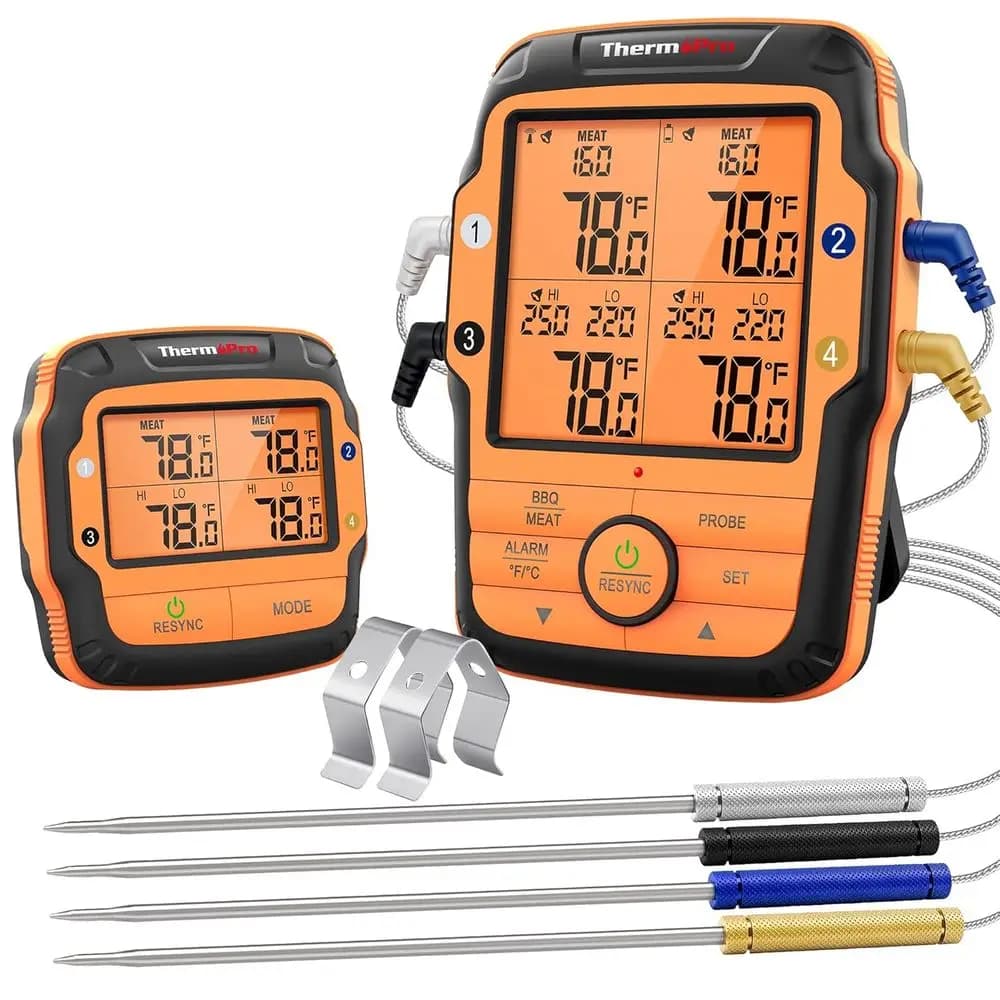 Wireless long-range 500T thermometer to Grill and Smoke with 4 probes