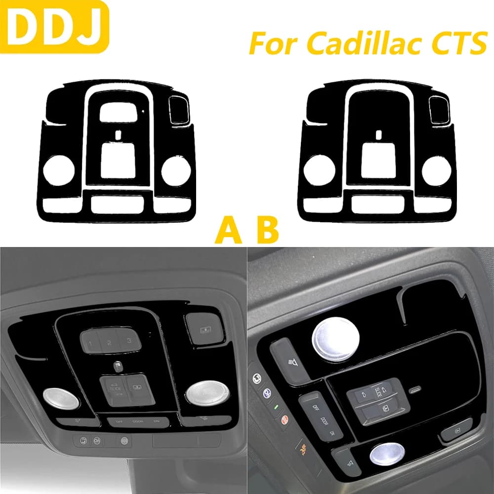 For Cadillac CTS 2014-2019 Black Plan Front Reading Light Lamp Cover Panel Decorative Set Auto Accessories Interior Wall decal