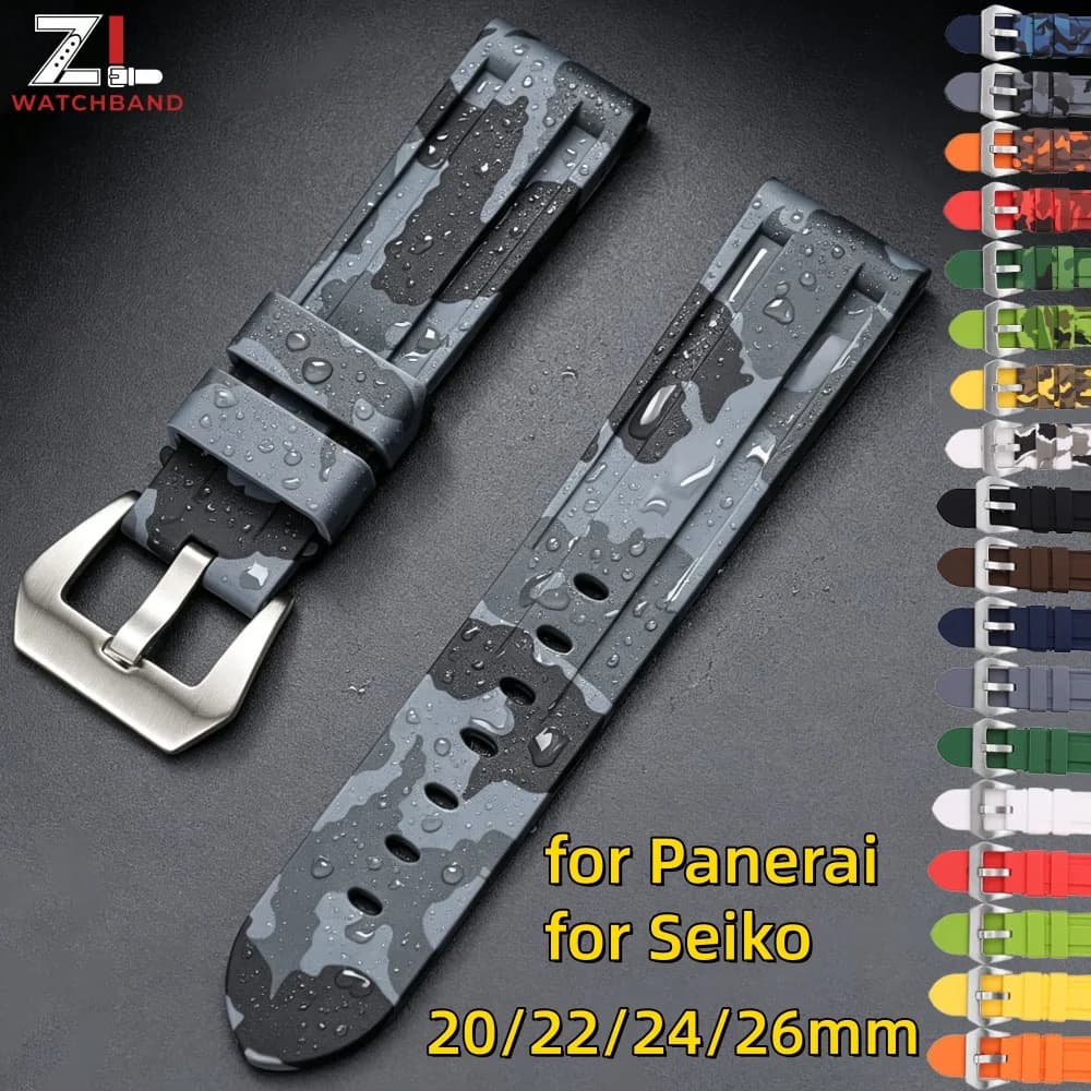 Silicone Straps for Panerai 20mm 22mm 24mm 26mm Rubber Watch Band for Seiko Men Women Sport Waterproof Bracelets Wristbands Belt