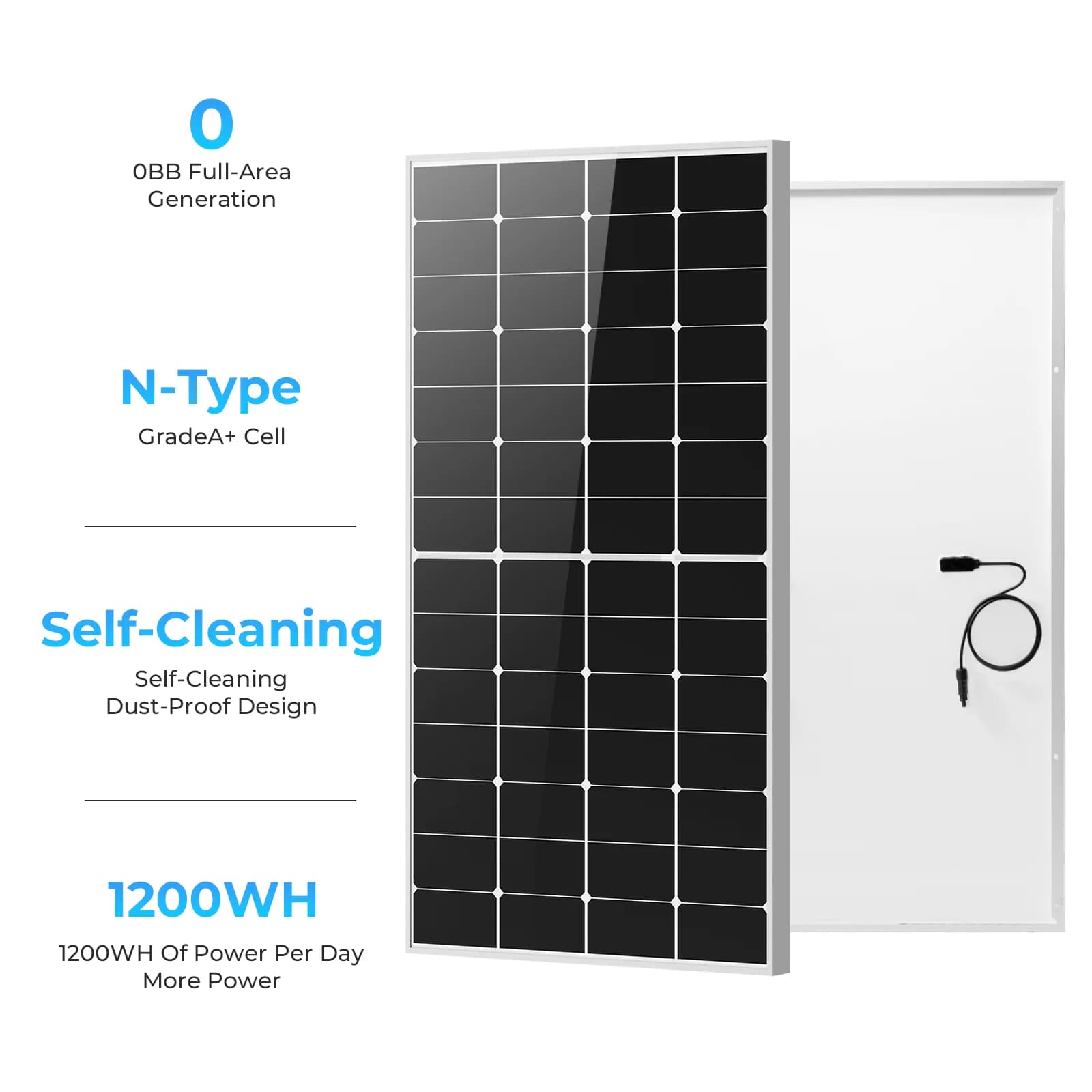 Solar Panels,225 watt Solar Panel 12v n Type 18bb Solar Panel A+ Grade PV Module with IP68 Junction Box,25% Cell Efficiency 225w Solar Panels for Off Grid RV Boat Rooftop Camper(225W Black