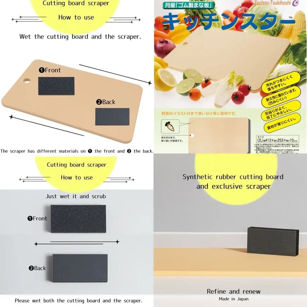 Japanese synthetic rubber cutter Tsukihoshi with scraper, dishwasher safe, 16,14x9,84x0,39 inches