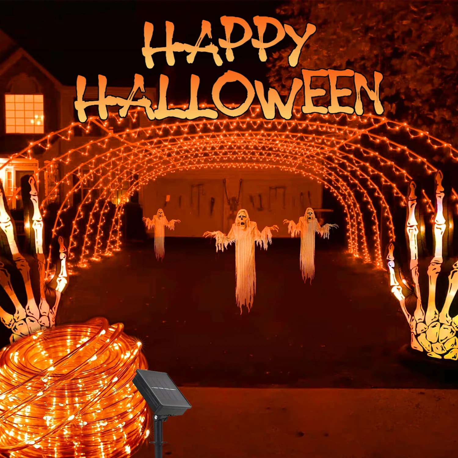 12m 100led Outdoor Solar Tube Rope Led Light Garden Halloween ChristmaDecor Fairy String Lights con 8 modalità luci di recinzione solare