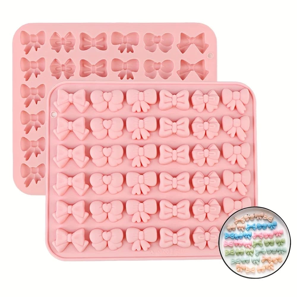 1 grazioso stampo in silicone per caramelle con diverse forme di fiocco, stampo per cioccolato, stampo per gelatina, budino, cubetti di ghiaccio, gadget da forno, strumenti per decorare torte