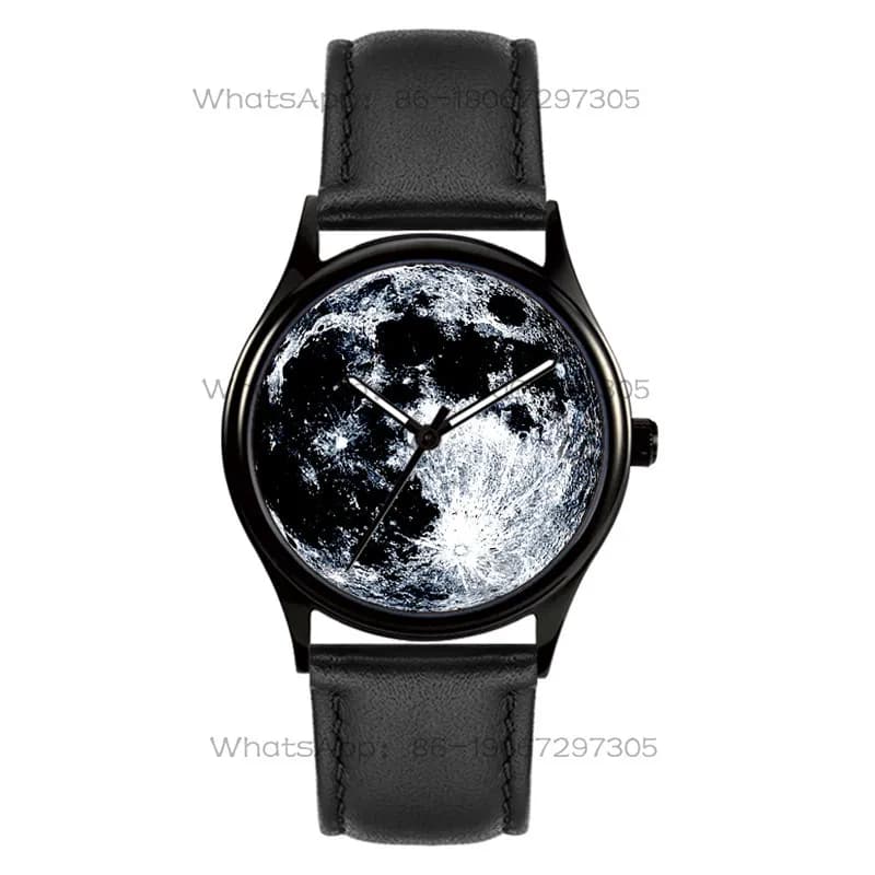 Orologio creativo con cielo stellato e luna nera per coppia, ragazzo e ragazza, studente, amico, regalo di compleanno, Capodanno, foto, scritta personalizzata