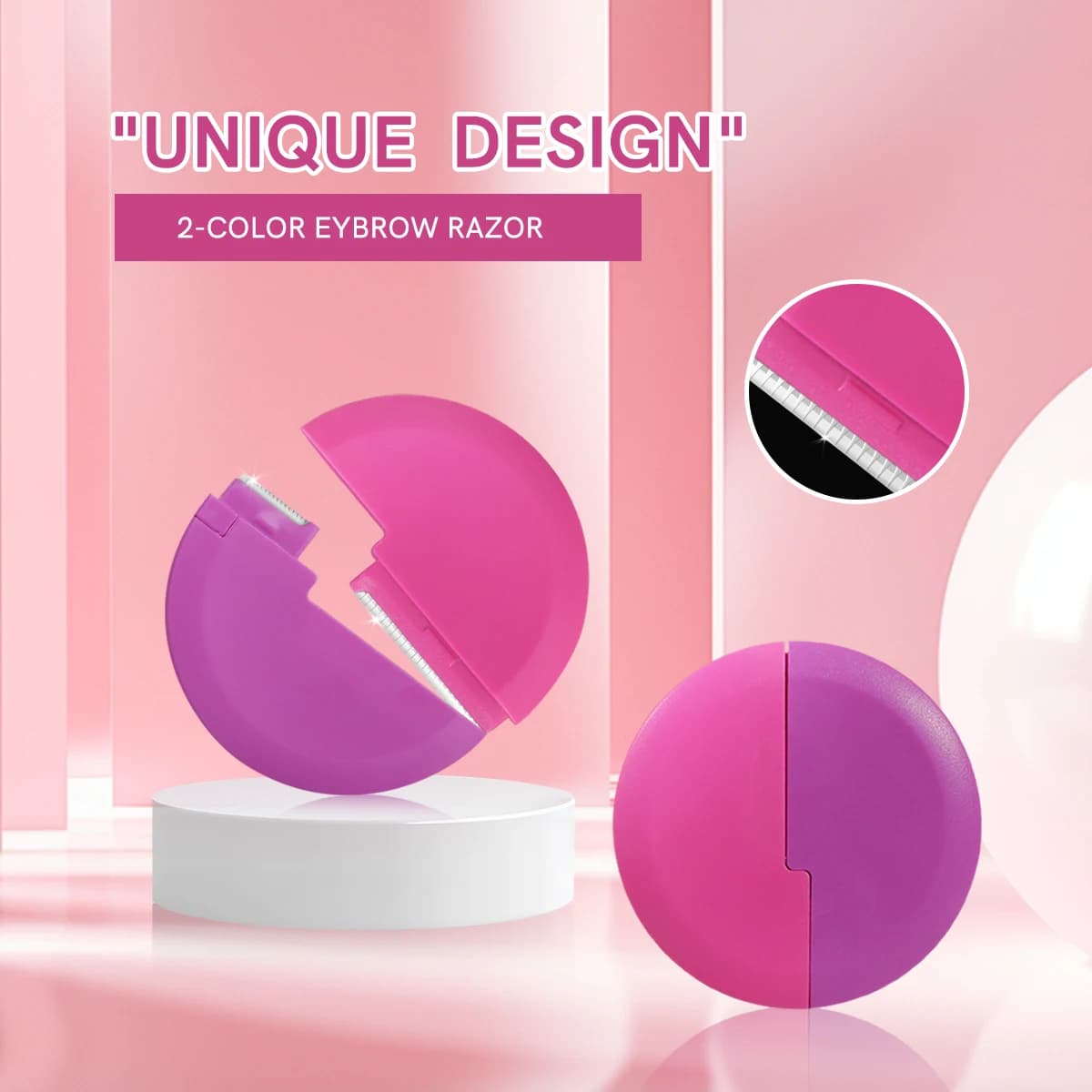 2 handheld duplex round biscuit shavers for multipurpose eyebrow exfoliating dermaplaning tool for face, beard, facial hair