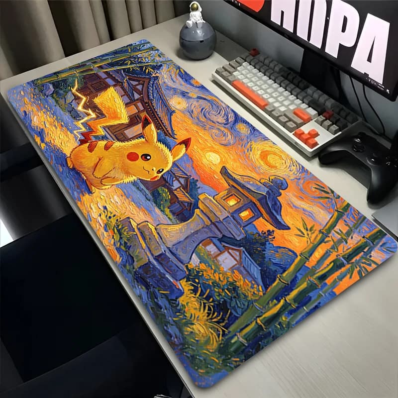 Tappetino per mouse Pokemon Pikachus in gomma, tappetino da scrivania esteso per giocatori, tappetino per tastiera per PC di grandi dimensioni, accessori da gioco ispessiti, mousepad