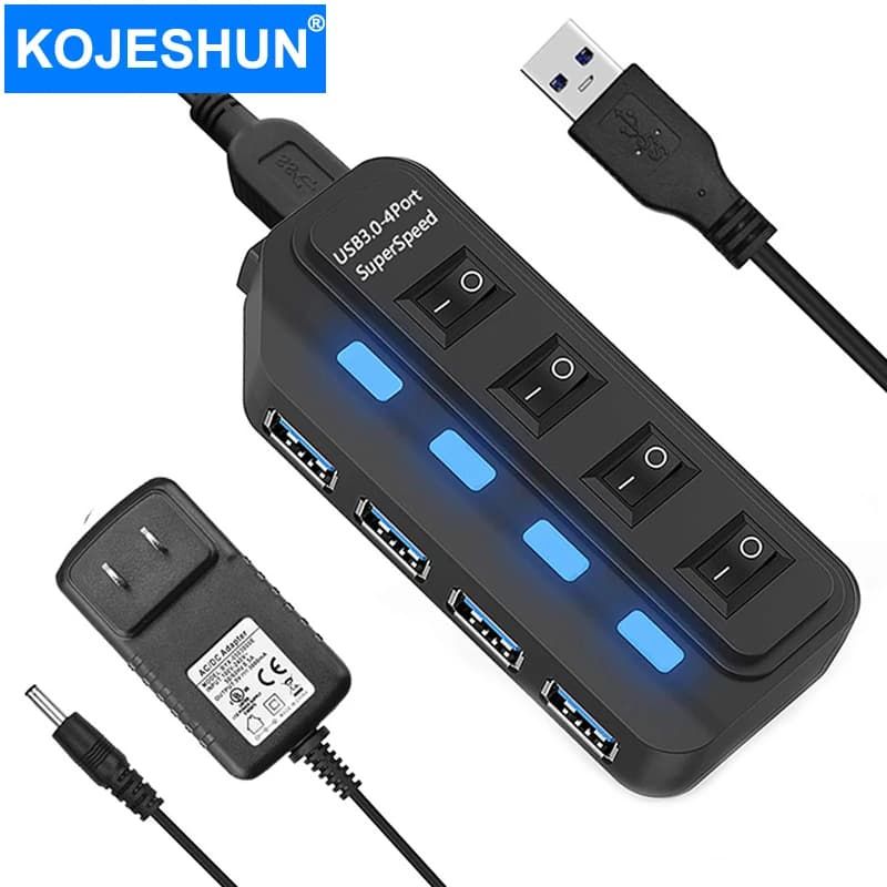 HUB USB 3.0 a 4 porte Adattatore splitter multi USB espansore ad alta velocità da 5 Gbps con lampada a LED per accessori per computer portatili PC
