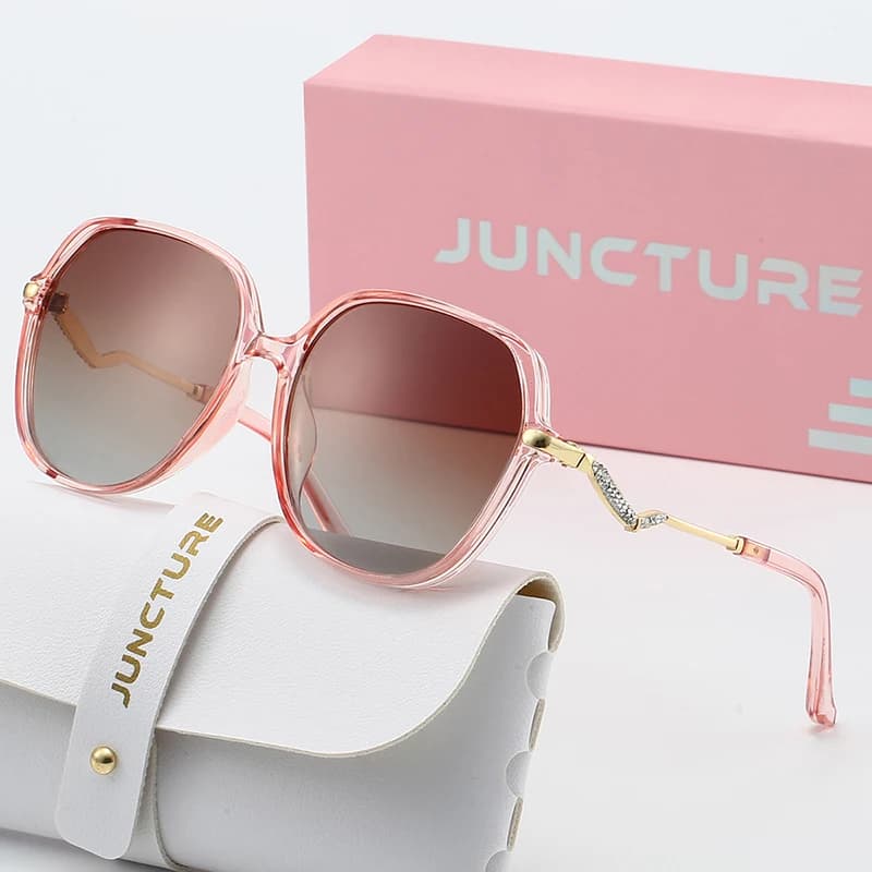 JUNCTURE Occhiali da sole polarizzati da donna Occhiali da sole rotondi di nuova moda Occhiali da donna Gradiente Regali per le feste Occhiali da sole per le donne