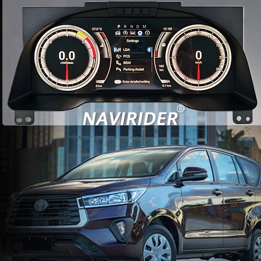 Display Digitale da 12.3” per Cruscotto Auto Toyota Innova 2016-2021, Schermo Intelligente per Quadro Strumenti, Cockpit Virtuale