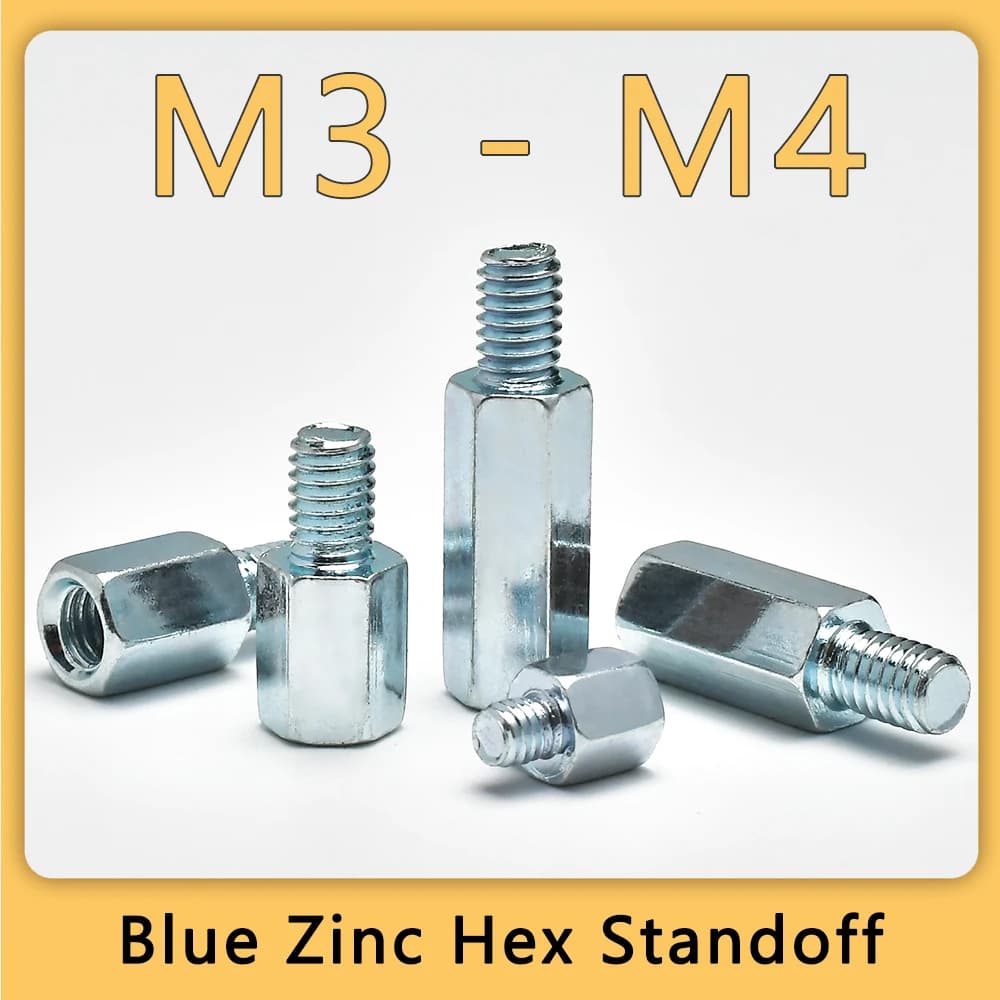 M3 M4 blu zincato Motherborad Standoff maschio femmina esagonale Rack perni distanziali Zink Iron Board viti filettate con spaziatura esagonale