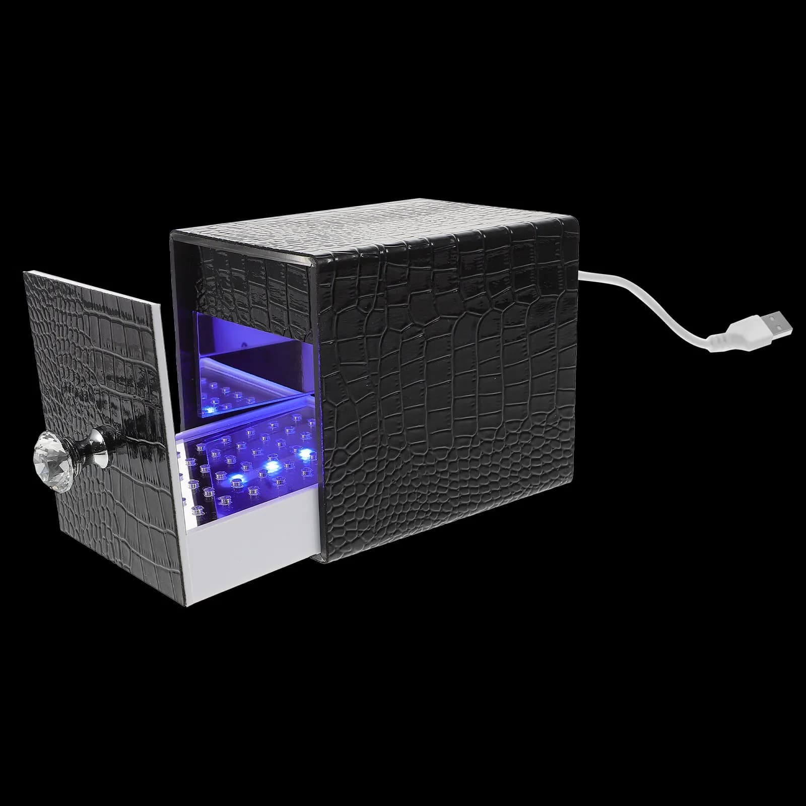 Manicure Drill Cleaner Box with Blue Light, Powered via USB, Nail Art Tool Holder for salon, Home, DIY, Nail Drill Holder, Wiping Head
