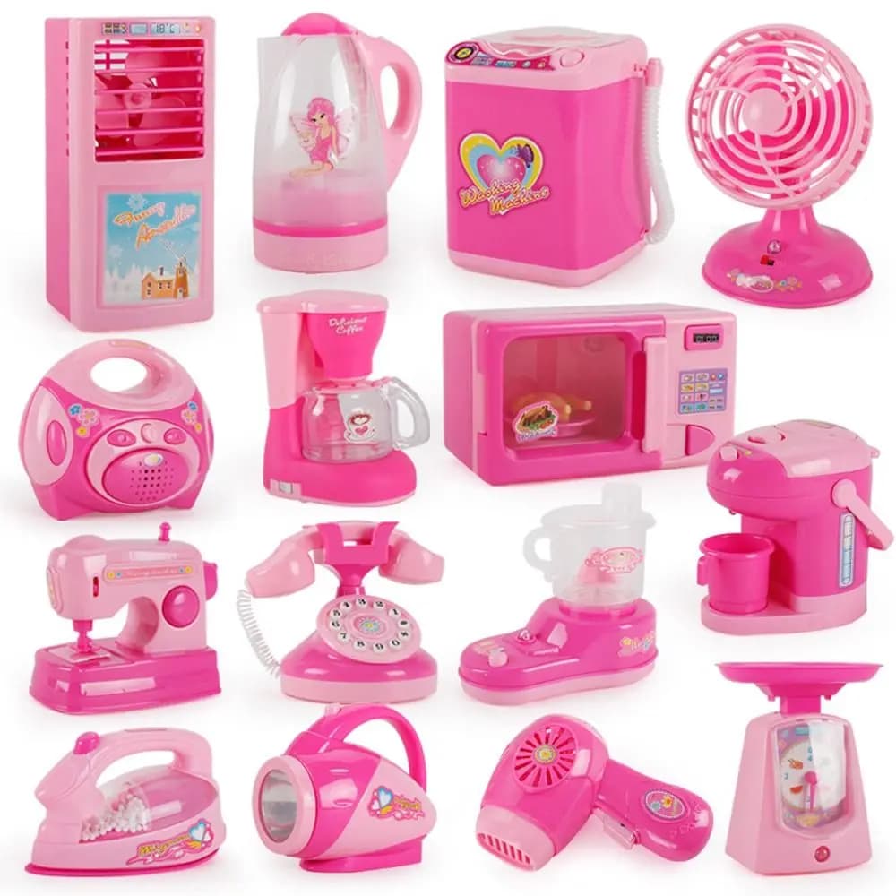 Coffee Machine Appliances Toys Vacuum Cleaner Toaster Blender Pretend to play Set Cooking with light kitchen toys
