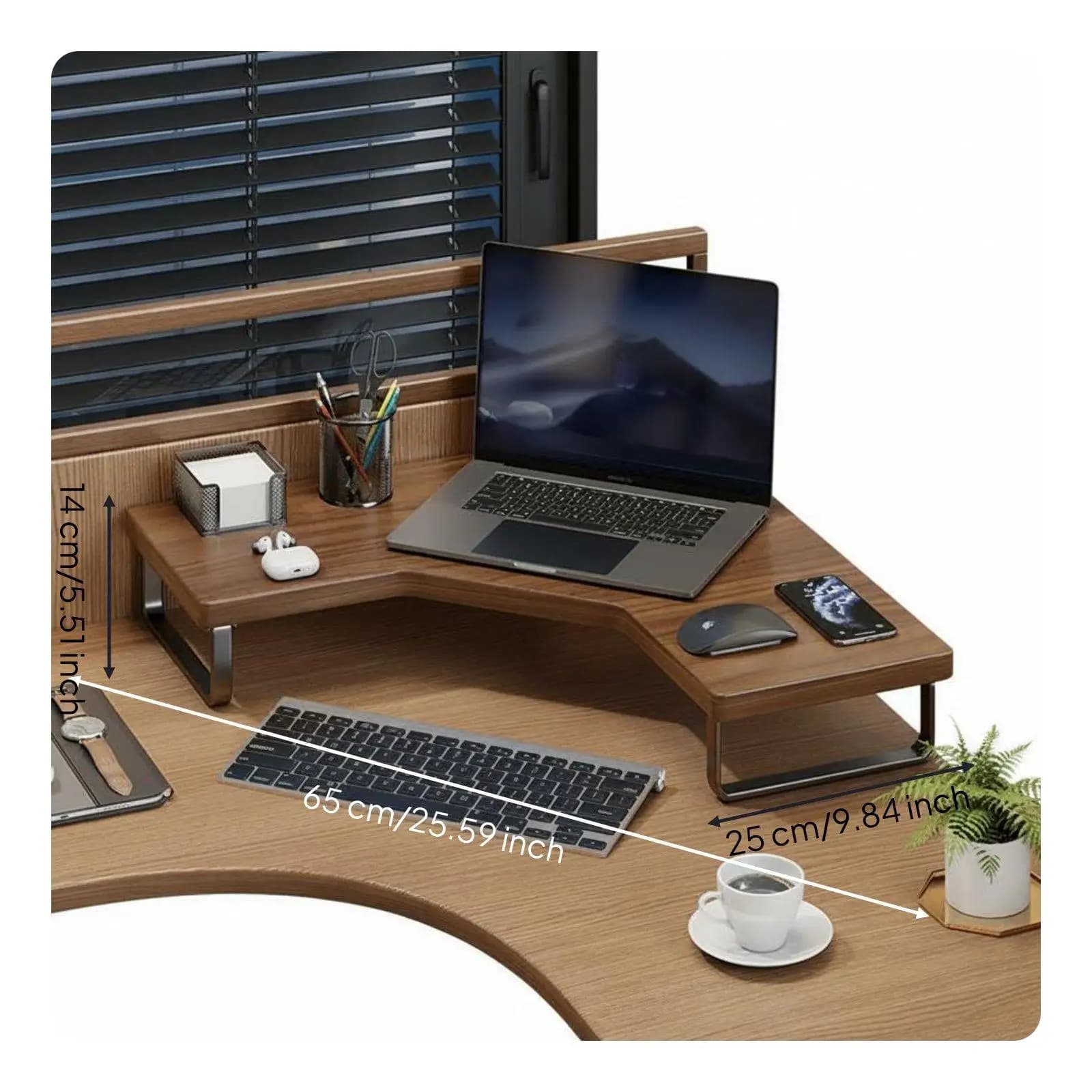 Desktop Monitor Stand Solid Wood Laptop Riser with Bottom Storage for Keyboard and Screen Ergonomic Desk Shelf