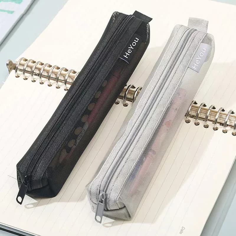 Astuccio in rete per matite, borsa portaoggetti per esami, astuccio portatile multifunzionale quadrato per cancelleria, articoli scolastici