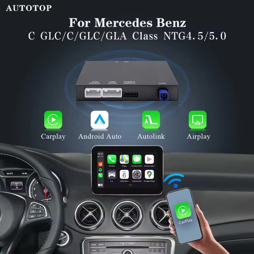 AUTOTOP Wireless Carplay Android Auto Modulo Box Per Mercedes Benz C CLA GLA GLK CLS GLE W205 W204 W246 NTG 4.5/5.0 MirrorLink