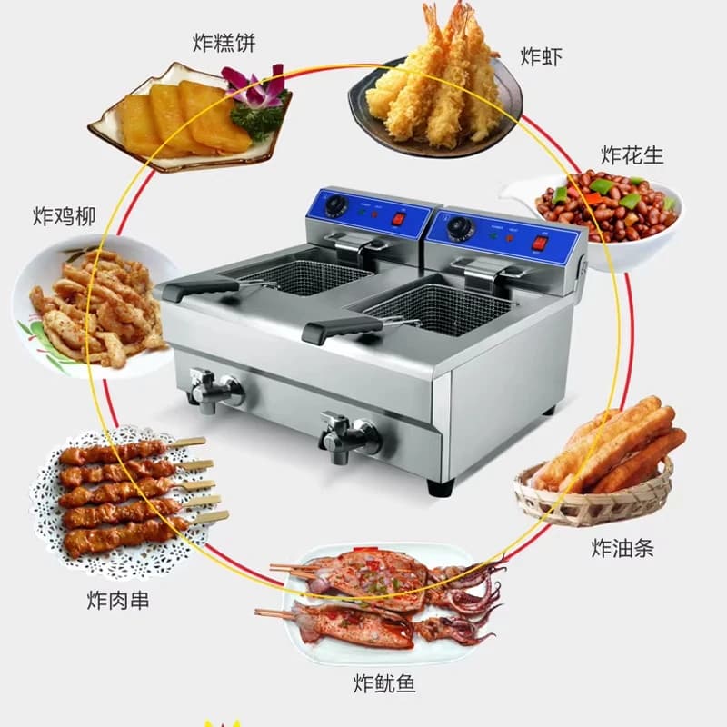 Electric fryer for potatoes and chips, multifunctional machine for fried chicken, commercial kitchen equipment