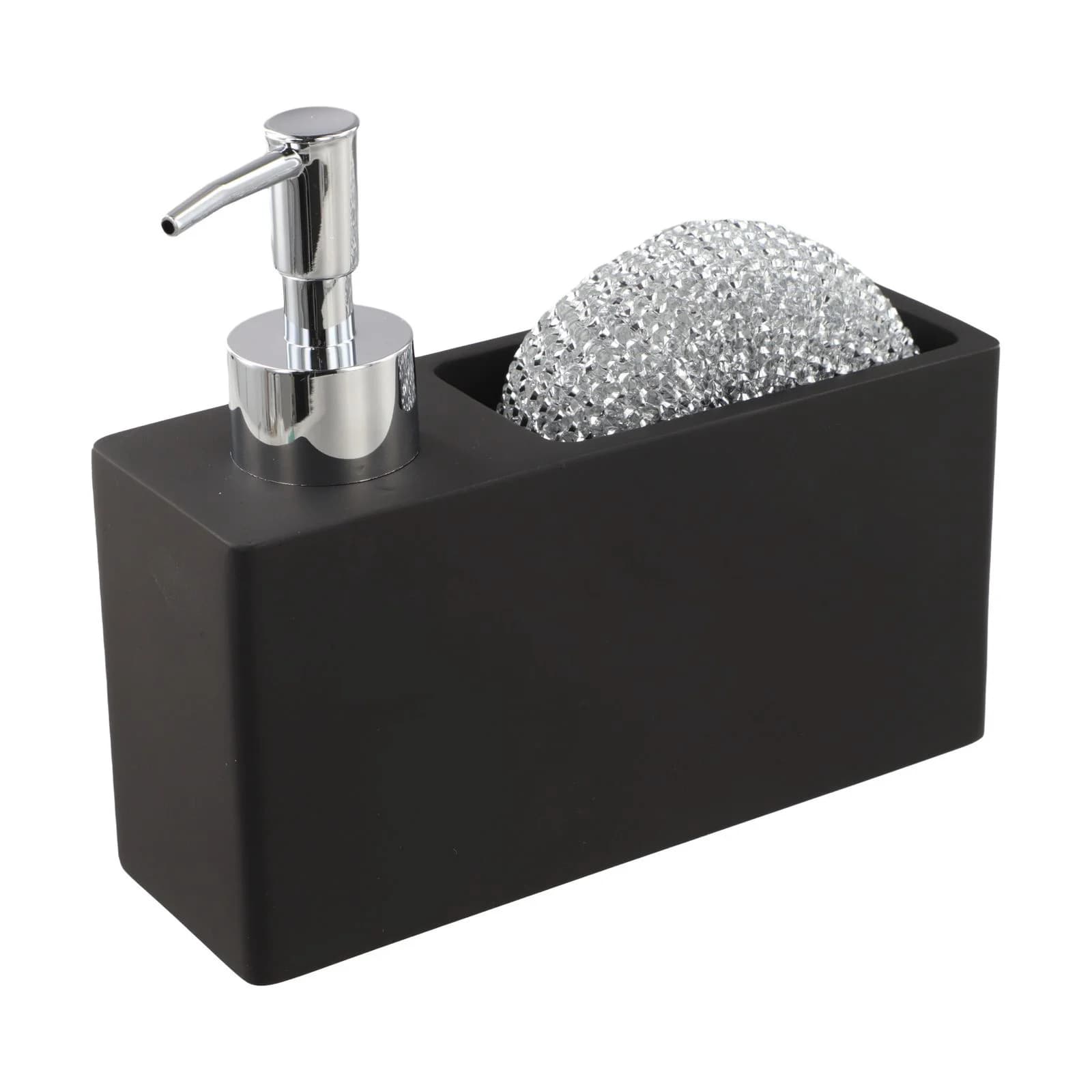 Dispenser di sapone a pompa manuale con porta spugna integrato per risparmiare spazio in cucina e nelle zone del lavabo del bagno
