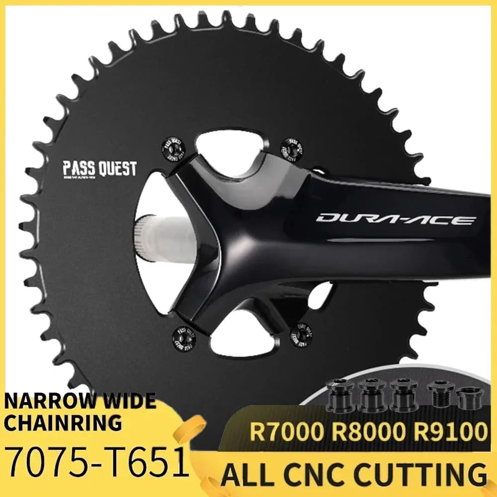PASS QUEST corona 110 BCD ovale per Shimano 105 R7000 R8000 R9100 36 40T 44T 46T 48T 50T 52T 54 56 58T corona bici 110bcd