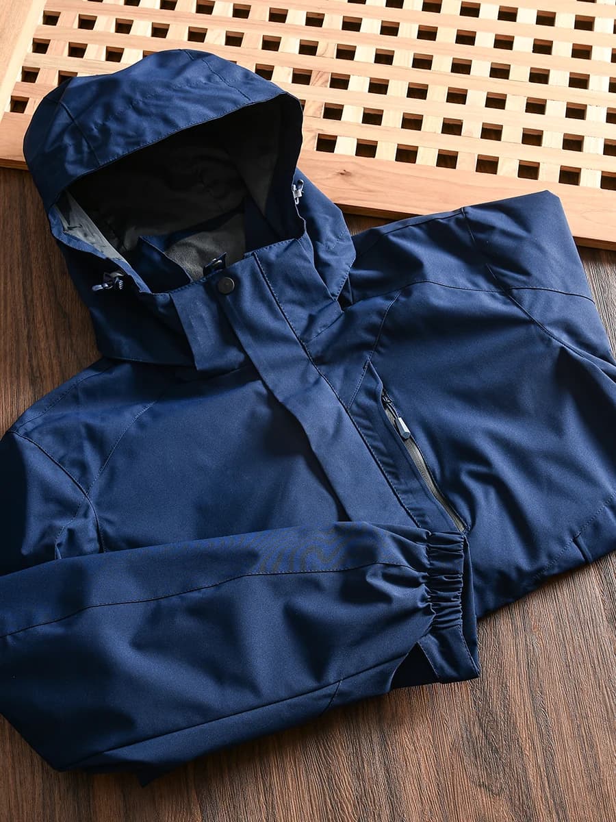 Men's Outdoor Windproof Waterproof Jacket Hooded Long Sleeve Autumn Winter Outerwear Polyester Fiber Standard Fit Youth Fashion