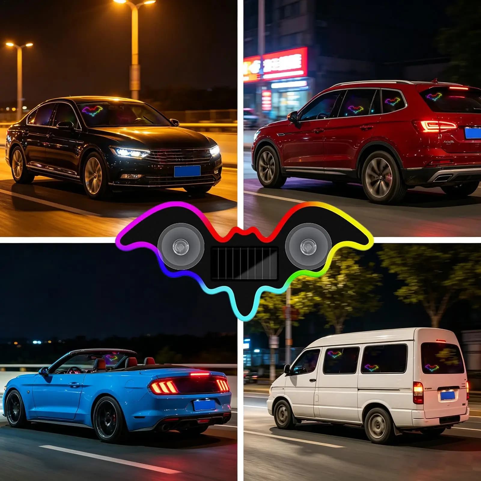 Luci LED per Interni Auto, Ricaricabili Solari/USB, con Sensore Intelligente, per Auto, Camion, SUV, RV e Finestrini