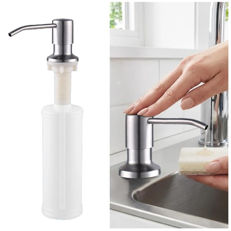 Dispenser di sapone liquido per lavello in acciaio inossidabile, dispenser di sapone liquido a pressione manuale, accessori da cucina, 350 ml