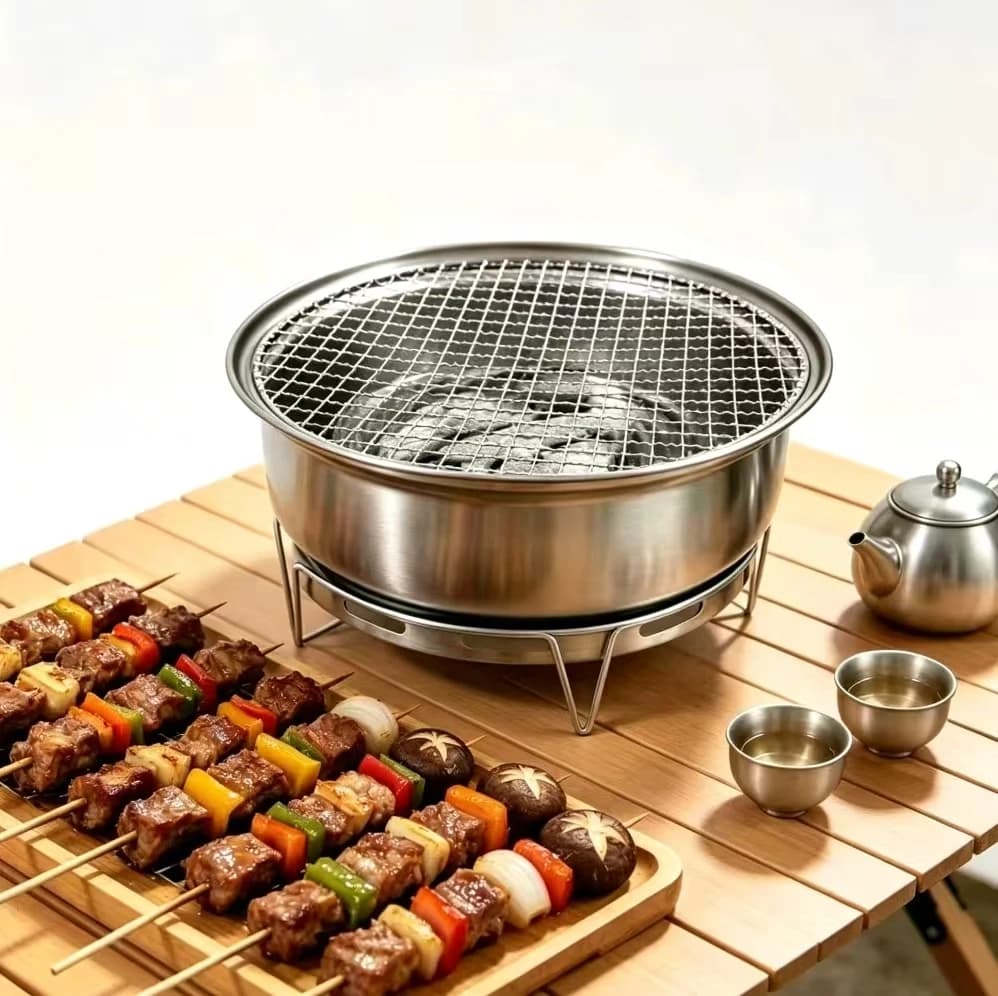 Multifunctional Portable Charcoal Grill, Outdoor BBQ Fire Pit Tea Boiler, Mini Carbon Stove for Camping Picnic Home Travel