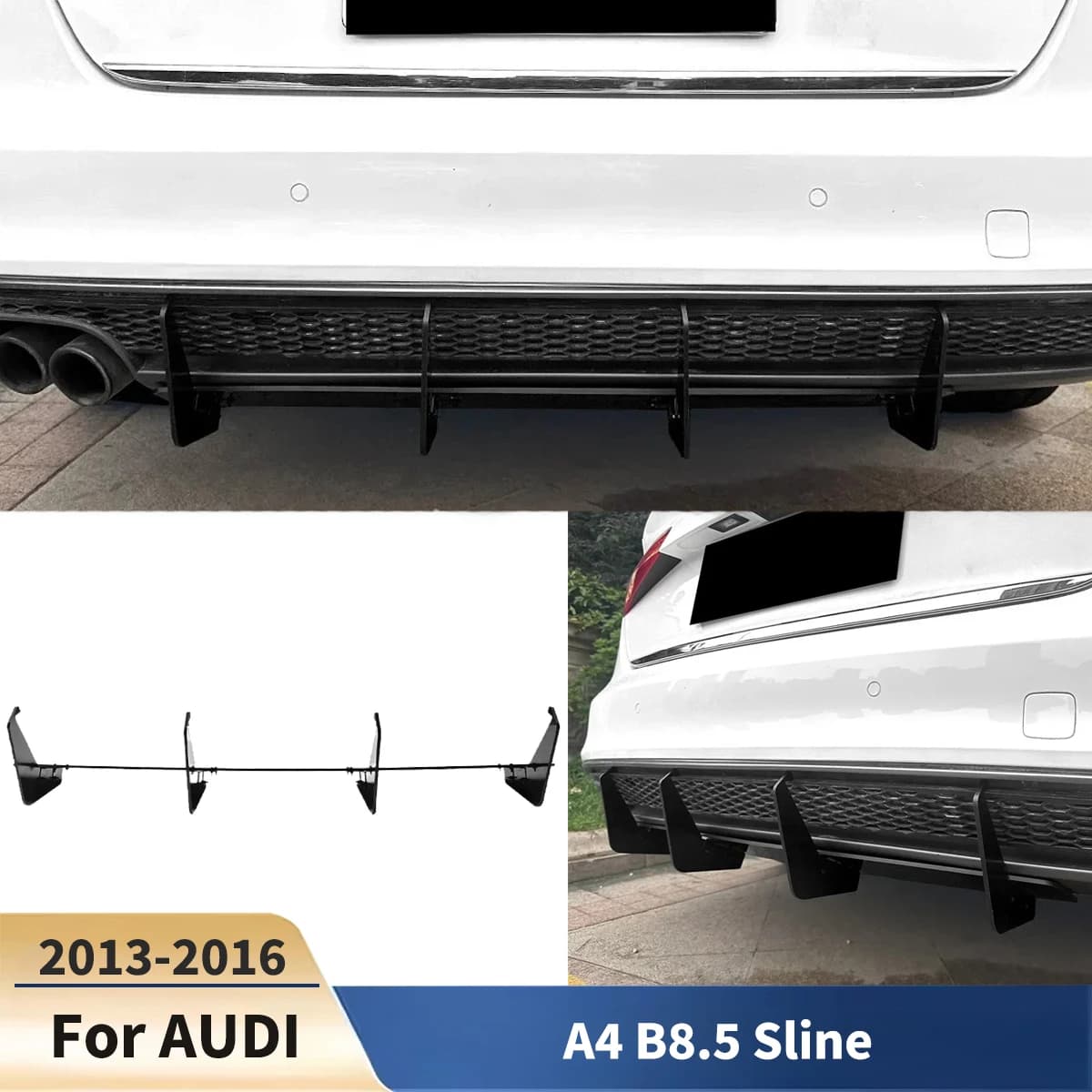 For Audi A4 B8.5 Sline 2013-2016 Car Rear Bumper Lip Spoiler Splitter Diffuser Protector Auto Accessories Modification Exterior