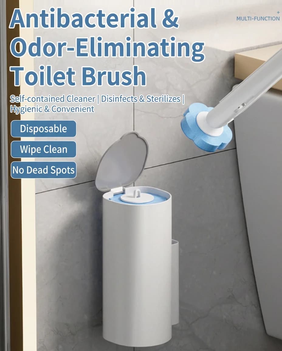 Kit Spazzola per WC con Testina Sostituibile, Cuscinetti Pre-Saponati, Comodo e Igienico, Manico Lungo per Facile Utilizzo