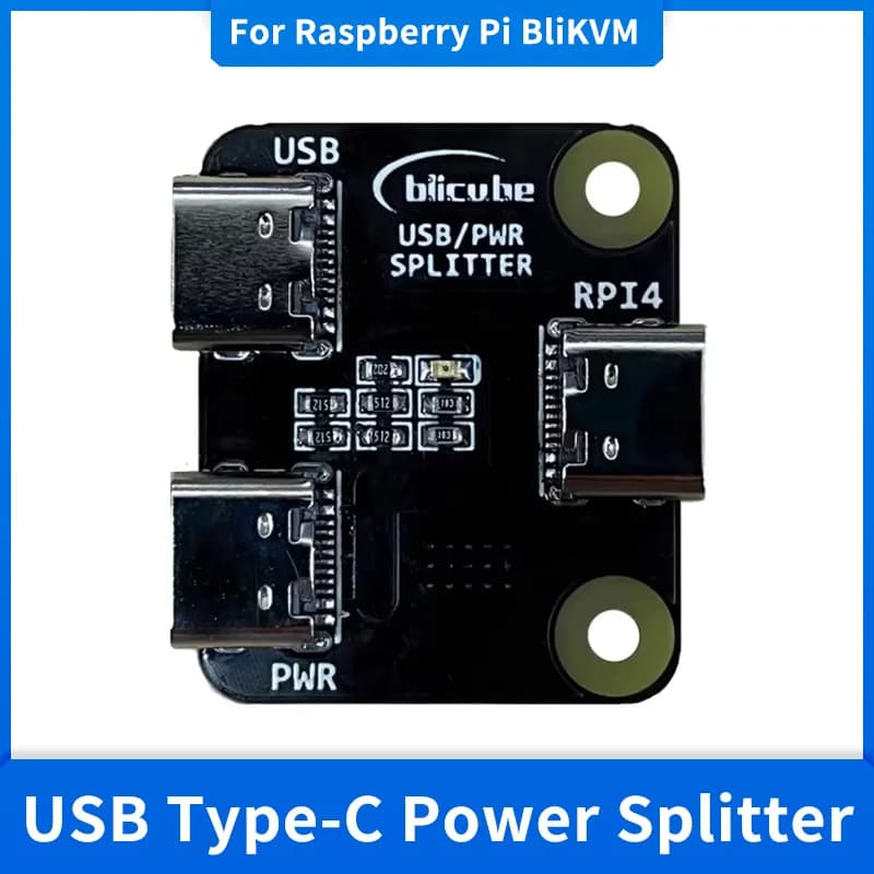 USB power splitter for Raspberry Pi BliKVM KVM card on IP CSI type C compatible interface adapter HDMI 1 IN 2