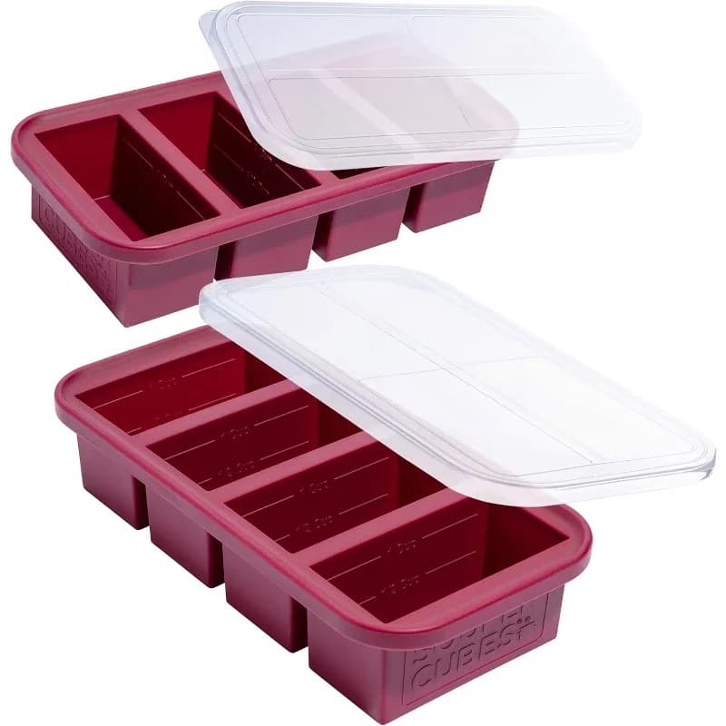 Stampi per congelatore in silicone da 1 tazza con coperchio - Contenitore facile per la preparazione dei pasti e soluzione per riporre la cucina - Vassoi per congelatore in silicone con coperchi