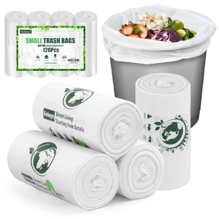 Small Trash Bags 1.2 Gallon, Biodegradable Gallon Waste Bag, Mini Compostable Strong Bathroom Wastebasket Can Liners Garbage Ba
