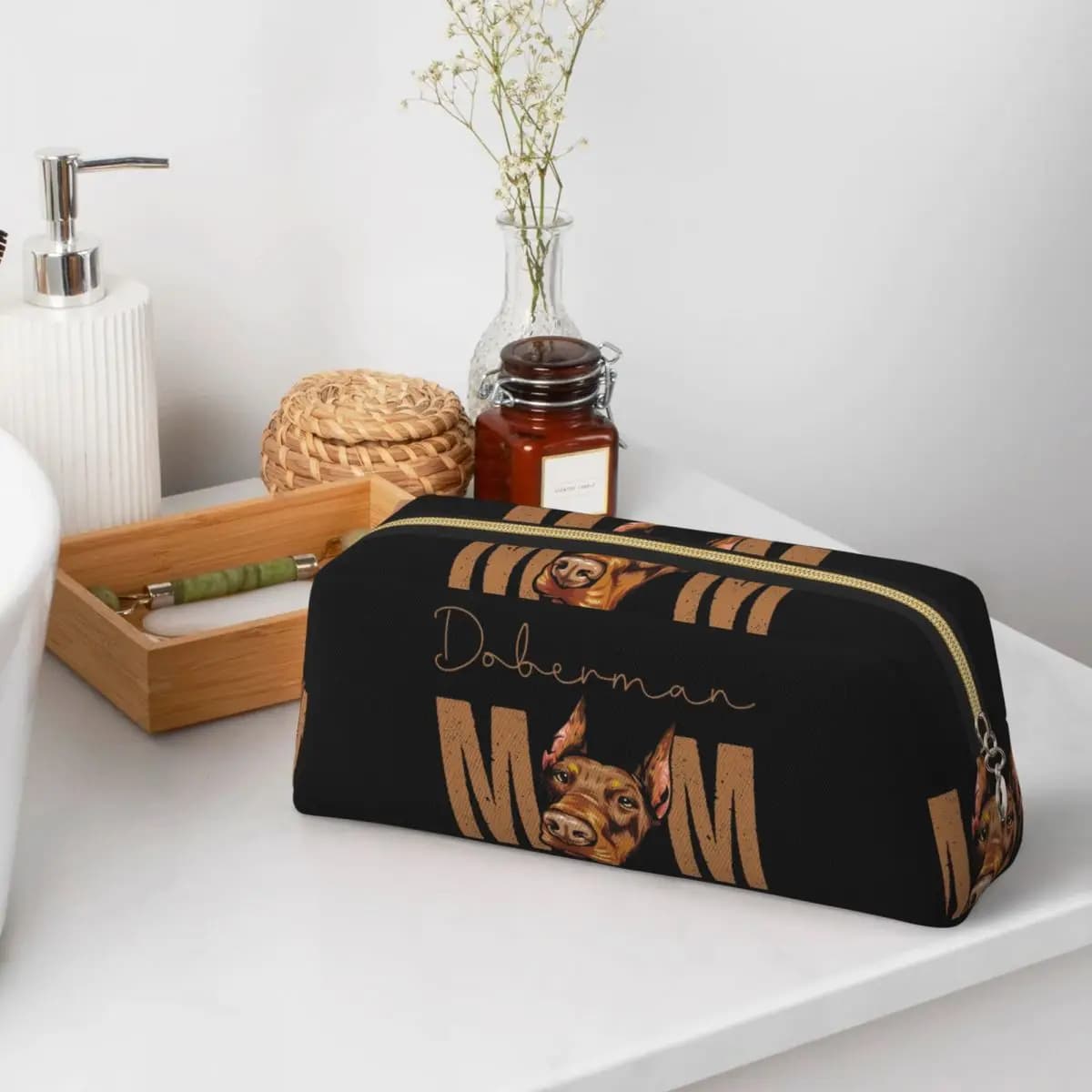 Doberman Mom Dog Pencil Cases for Students Gifts Pen Box Pencil Bag Pencil Pouch Storage Stationery Supplies