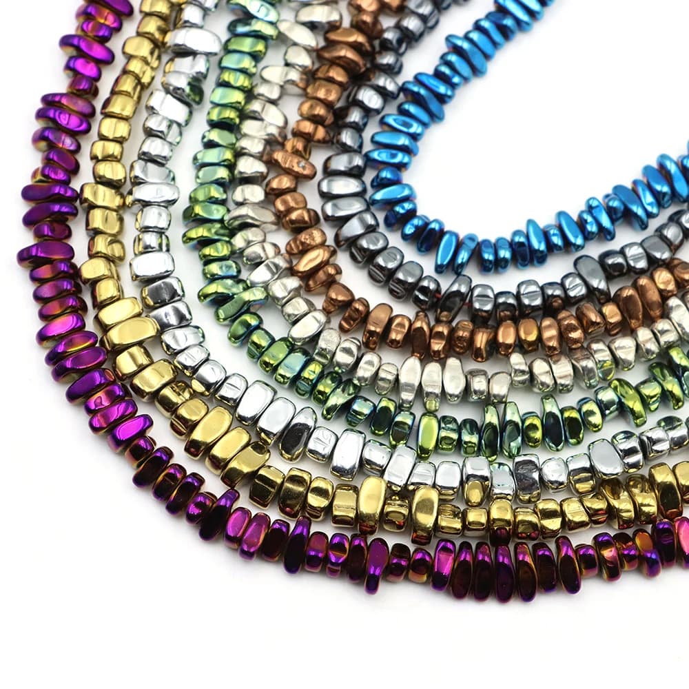 5-8mm Silver Gold Plated Natural Irregular Ematite Of Drawing Stone Beads Trained for Jewellery Bracelets FAI FROM YOU Necklaces 15'''