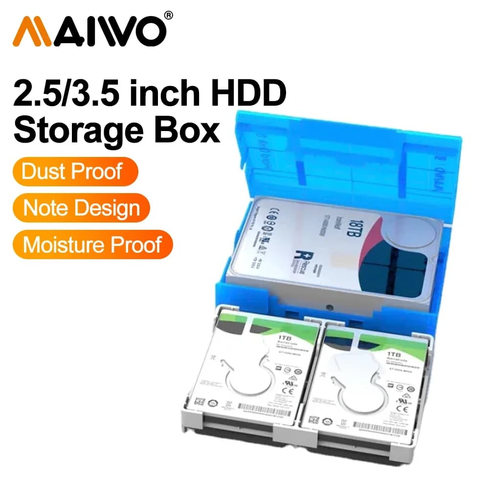 Scatola di protezione HDD MAIWO scatola di immagazzinaggio esterna da 2.5/3.5 pollici per custodia protettiva per disco SSD con funzione impermeabile