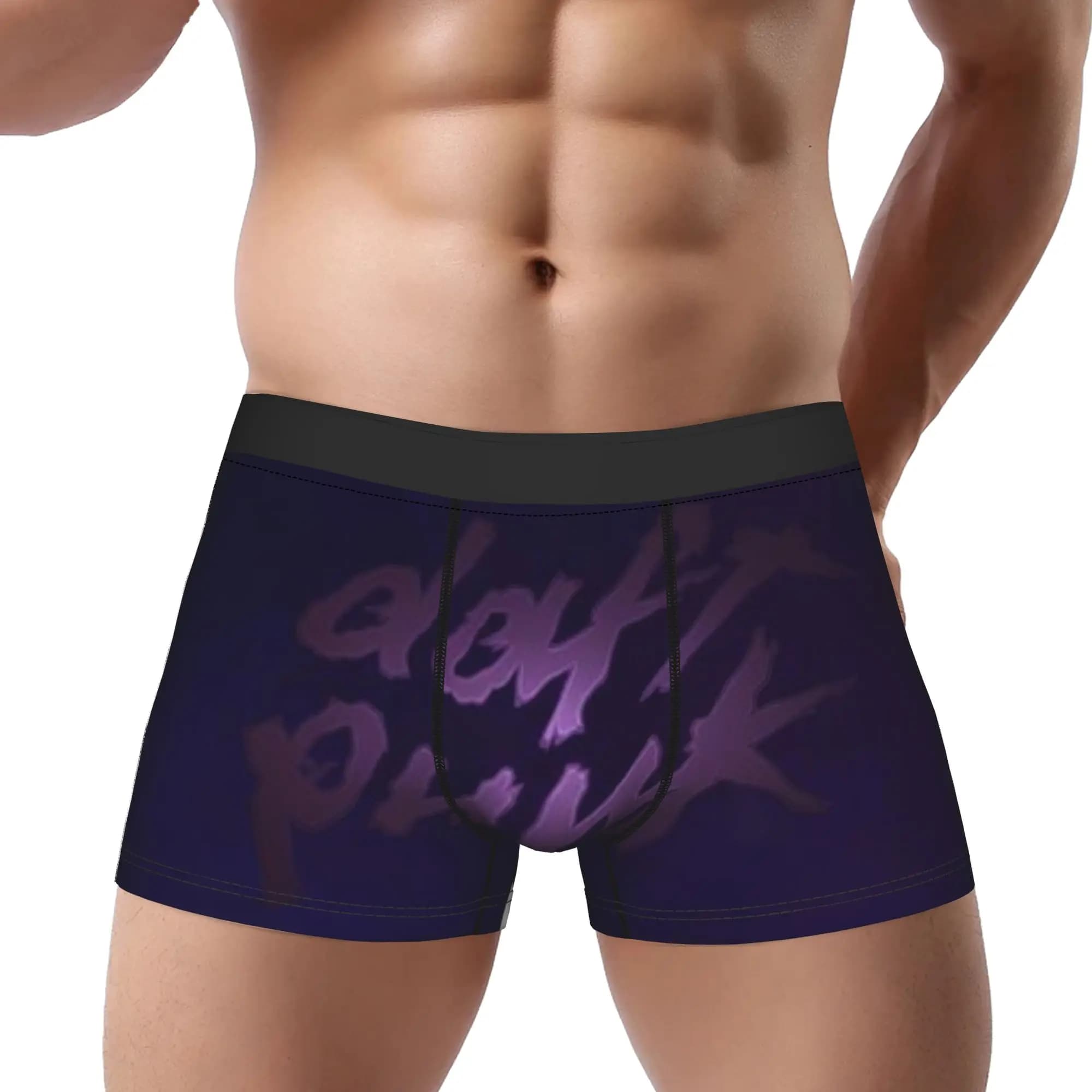 Purple Daft Punk Underpants Breathbale Panties Man Underwear Ventilate Shorts Boxer Briefs