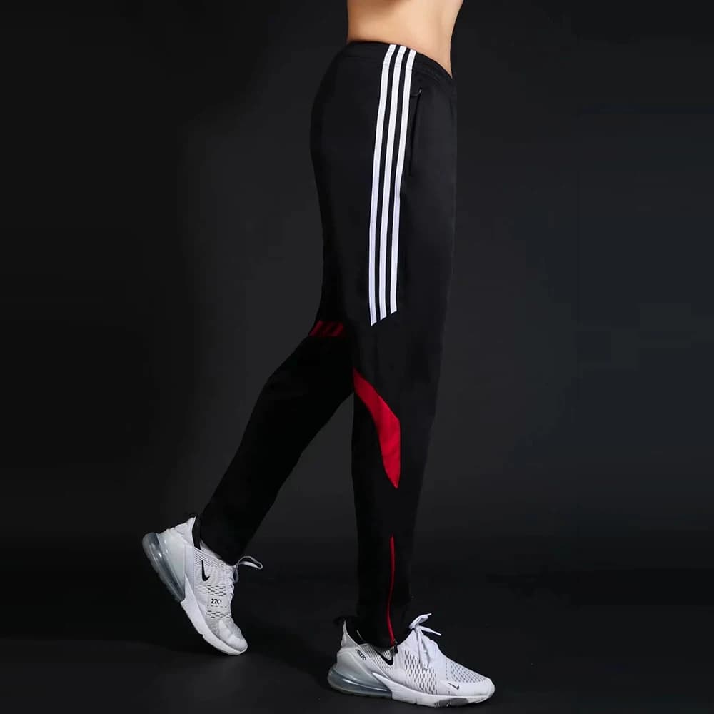 Pantaloni da allenamento per calcio sportivo da uomo ad asciugatura rapida con tasche con cerniera Pantaloni lunghi da jogging da corsa