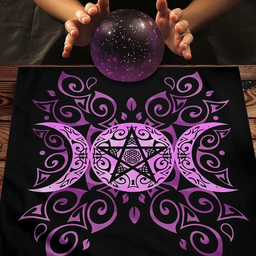 Tappeto da Tavolo per Tarocchi con Fasi Lunari e Costellazioni, Tappetino da Altare in Flanella Spessa per Divinazione, Decorazione per Giochi di Carte Oracolari e Rituali