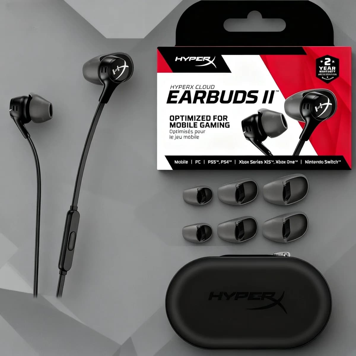 Auricolari HyperX Cloud II con filo, microfono integrato, connettore TRRS da 3,5 mm a 90 gradi, auricolari dinamici da gioco per PC/PS4/PS5/Steam Deck