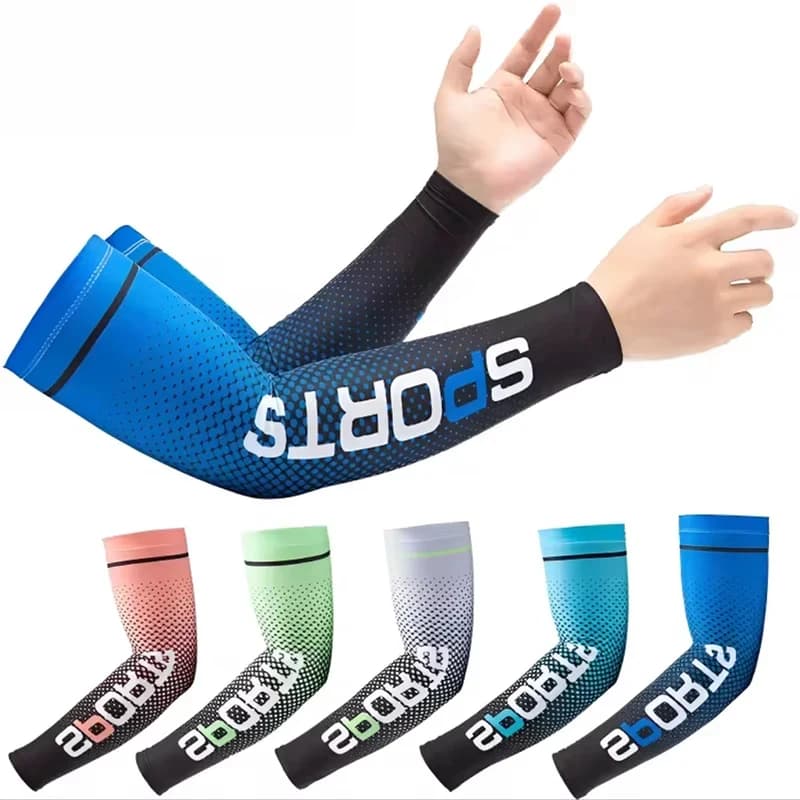1/2 paio di maniche estive alla moda in seta ghiacciata, protezione solare UV, rinfrescanti, antiscivolo, per uomo e donna, per sport all'aperto e ciclismo