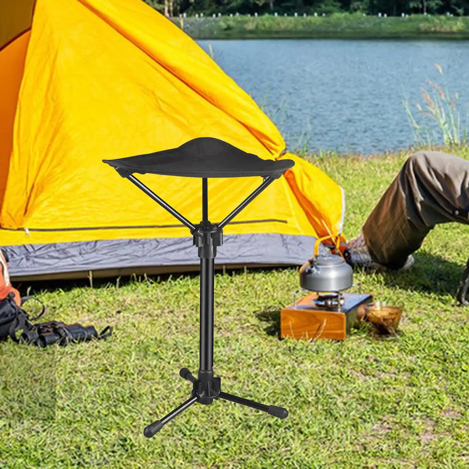 Sgabello Treppiede Pieghevole Alto, Sedia Lounge Portatile per il Riposo in Viaggio