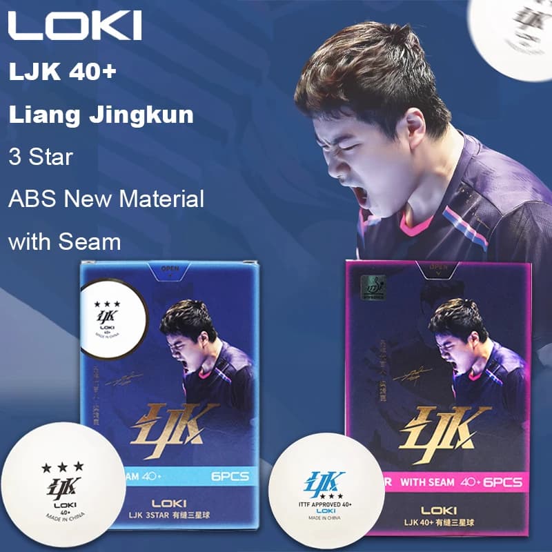 Palline da Ping Pong LOKI LJK 40+ Liang Jingkun, 3 Stelle, Nuovo Materiale ABS, Approvate ITTF, per Allenamento e Partite
