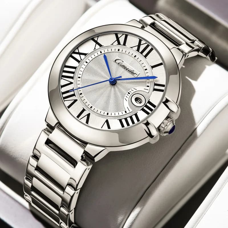 Orologio da uomo con palloncino blu, impermeabile, alla moda, da lavoro, al quarzo, da uomo, con numeri romani