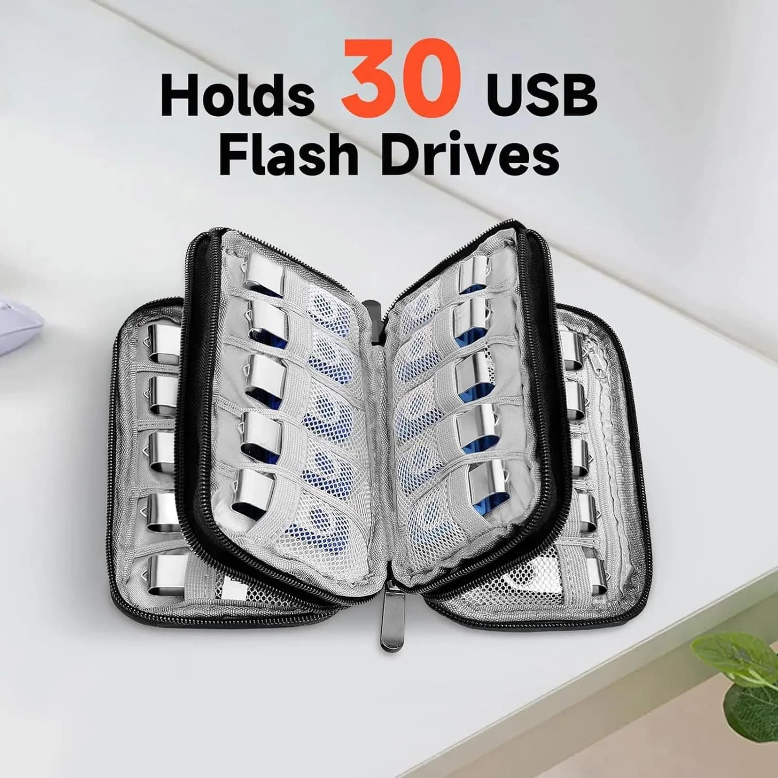 Organizer USB in tessuto Oxford resistente ai graffi e all'abrasione, versatile porta schede SD, custodia per chiavetta USB per viaggi e uso domestico