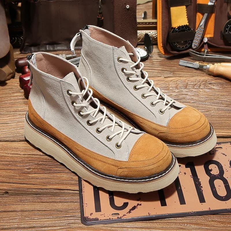 Nuovi stivaletti Stivali da deserto in pelle scamosciata vintage da uomo Scarpe antinfortunistiche calde casual Scarpe da combattimento per escursioni all'aperto