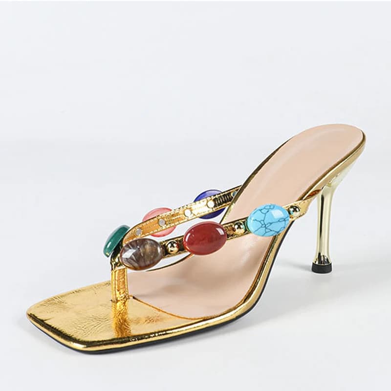 New Trend Summer Square Clip Toe Women Slippers Low Heels Casual Party Flip Flops Shoes Mules Slide Female Gladiator Sandals