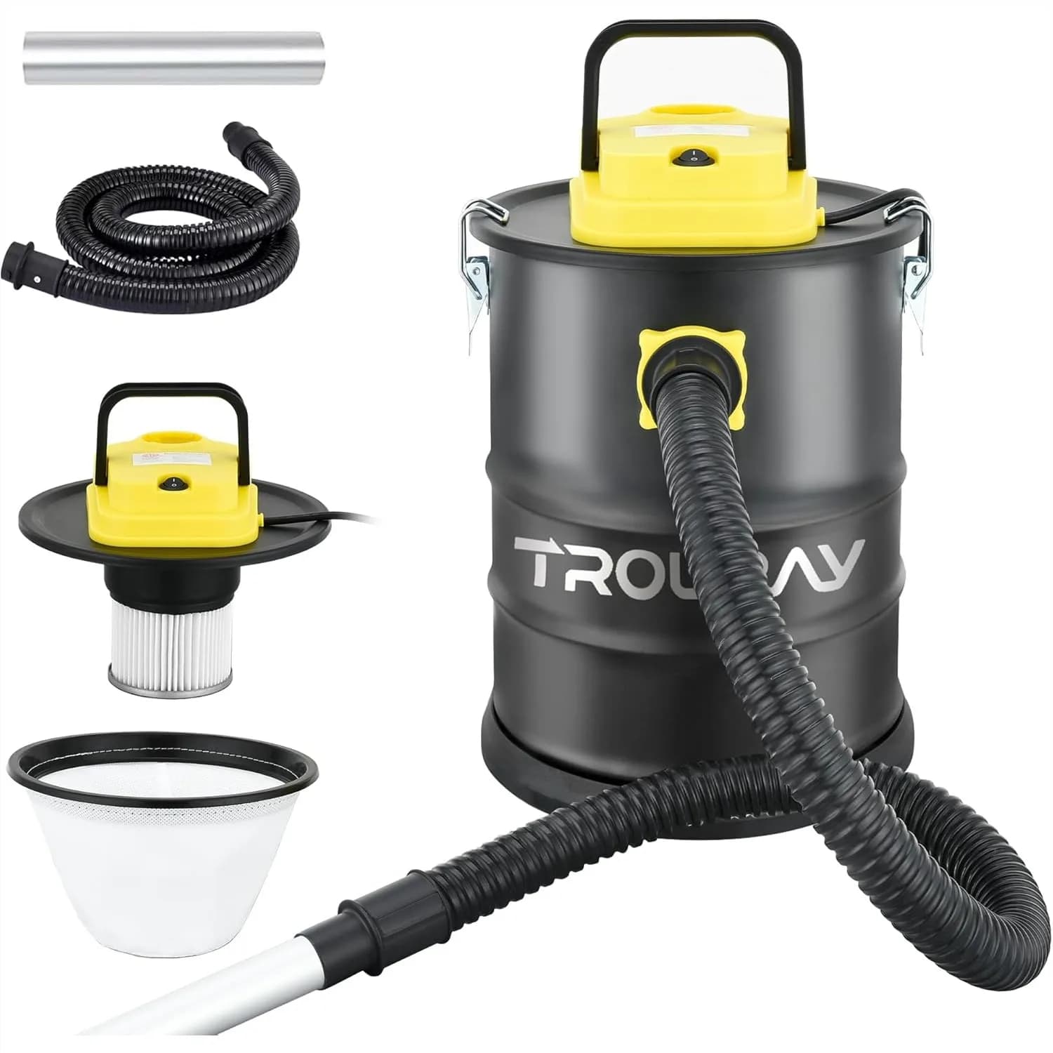 Aspirapolvere per cenere, contenitore leggero resistente al calore da 2,6 galloni con aspirazione da 800W per caminetto