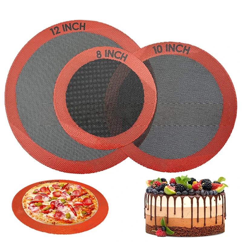 1/3 Pezzi Tappetino da Forno Rotondo in Silicone Forato Antiaderente Riutilizzabile per Pizza Pane Torte Padella Friggitrice ad Aria Forno【Homeclub】